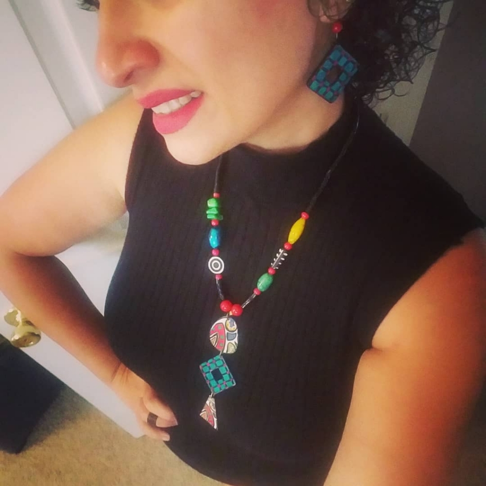 Colorful boho set( hearing and necklace)